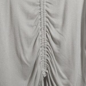 Lane Bryant White Sliver Metallic Top V Neck Rouched Long Sleeve Plus Size 14/16